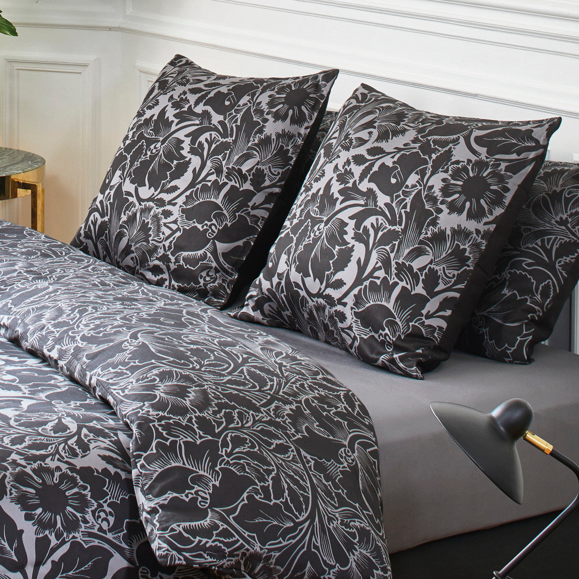 Pillowcase(s) cotton satin - Arabesque Black
