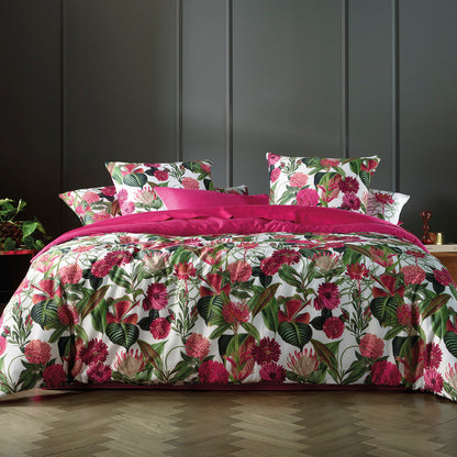 Pillowcase(s) cotton satin - Garden Micro Fuchsia