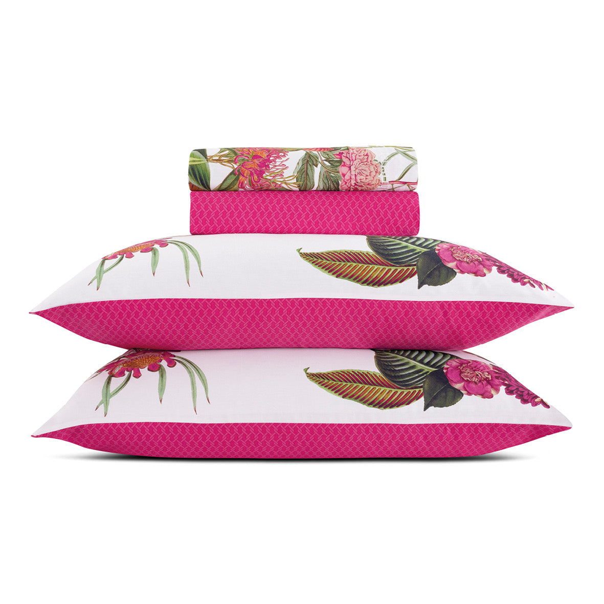 Sheet set cotton satin - Garden Fuchsia