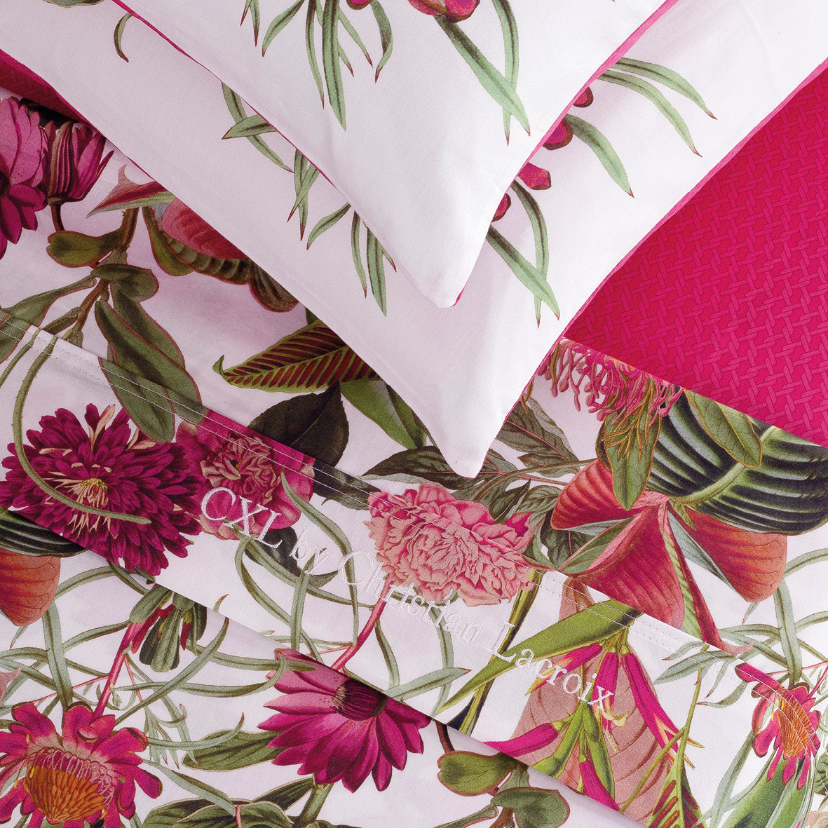Sheet set cotton satin - Garden Fuchsia