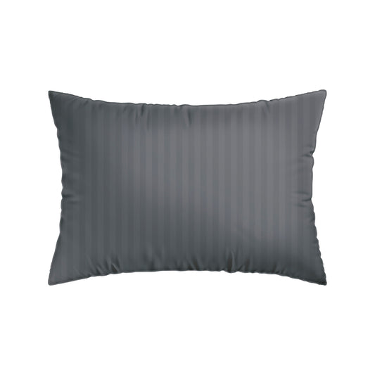 Set of 2 pillowcases cotton satin dobby stripe woven Dark grey - 50 x 70 cm