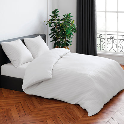 Set of 2 pillowcases cotton satin dobby stripe woven White - 80 x 80 cm