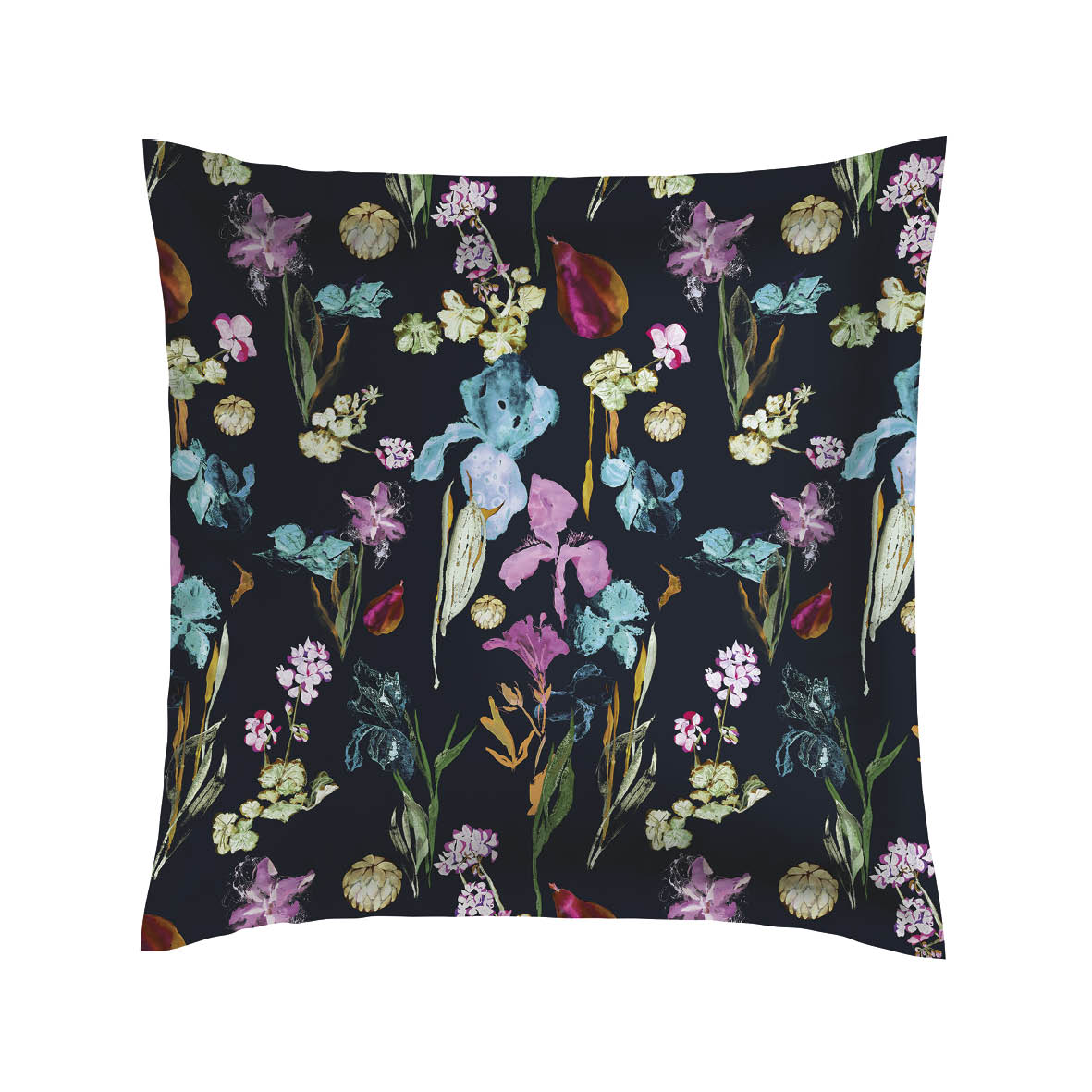 Pillowcase(s) cotton satin - Iris Dark blue 2 x (80 x 80 cm)