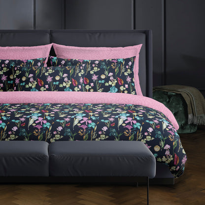 Pillowcase(s) cotton satin - Iris Dark blue