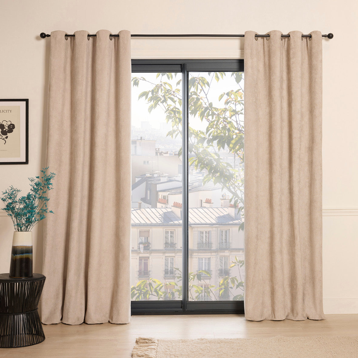Dim-out eyelet curtain - Versailles Beige