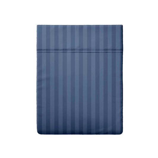 Drap plat satin de coton rayure tissé dobby - Blue