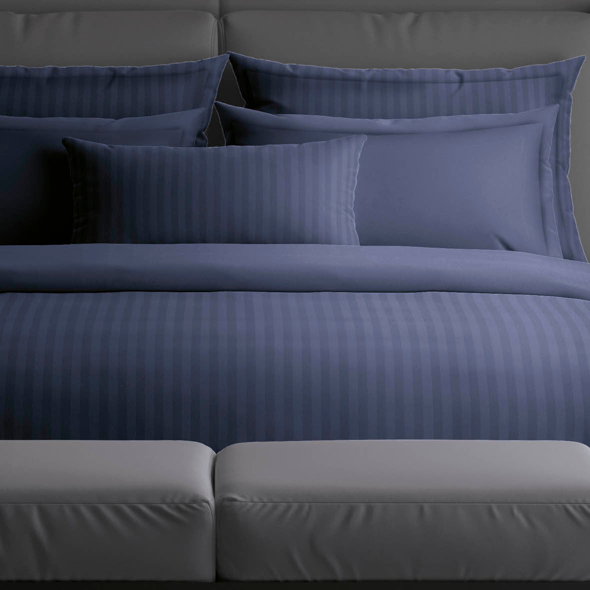 Fitted sheet cotton satin Uni - Blue 11