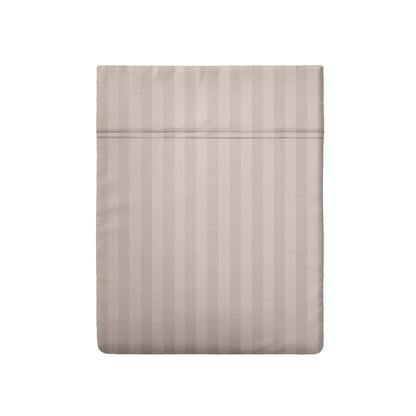 Drap plat satin de coton rayure tissé dobby - Taupe