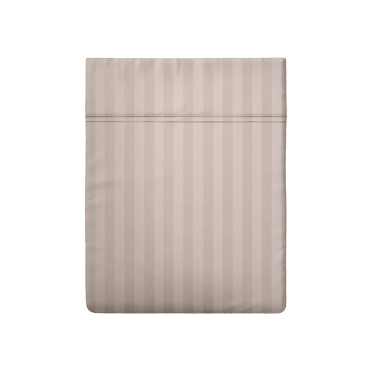 Drap plat satin de coton rayure tissé dobby - Taupe