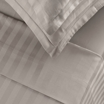 Sheet set cotton satin dobby stripe woven - Taupe