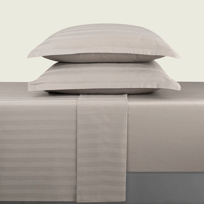 Sheet set cotton satin dobby stripe woven - Taupe