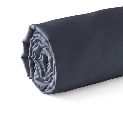 Fitted sheet cotton satin Uni - Blue 07