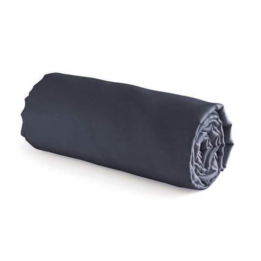 Fitted sheet cotton satin Uni - Blue 07