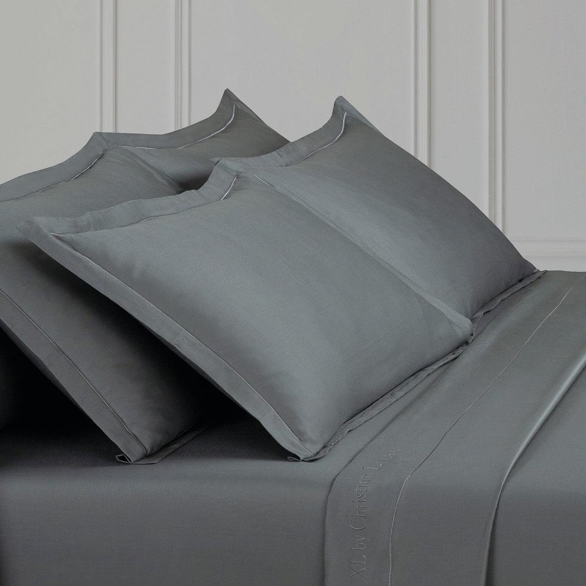 Taie d'oreiller satin de coton Uni 1 baratta Gris 02