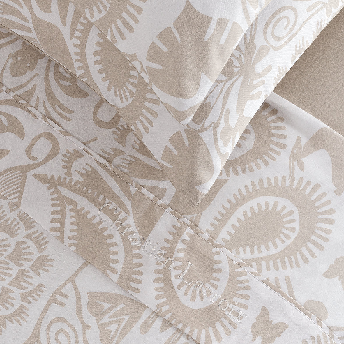 Sheet set cotton satin - Love stories Taupe