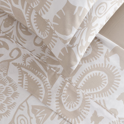 Sheet set cotton satin - Love stories Taupe