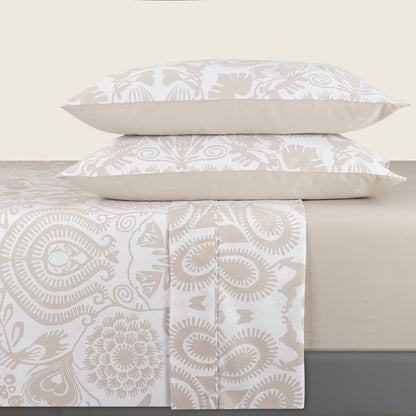 Sheet set cotton satin - Love stories Taupe