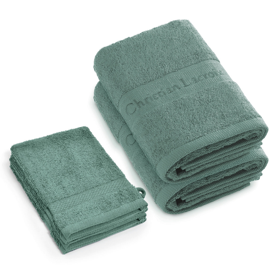 Complete bath linen set combed cotton - Azur - 6 pieces Bottle green