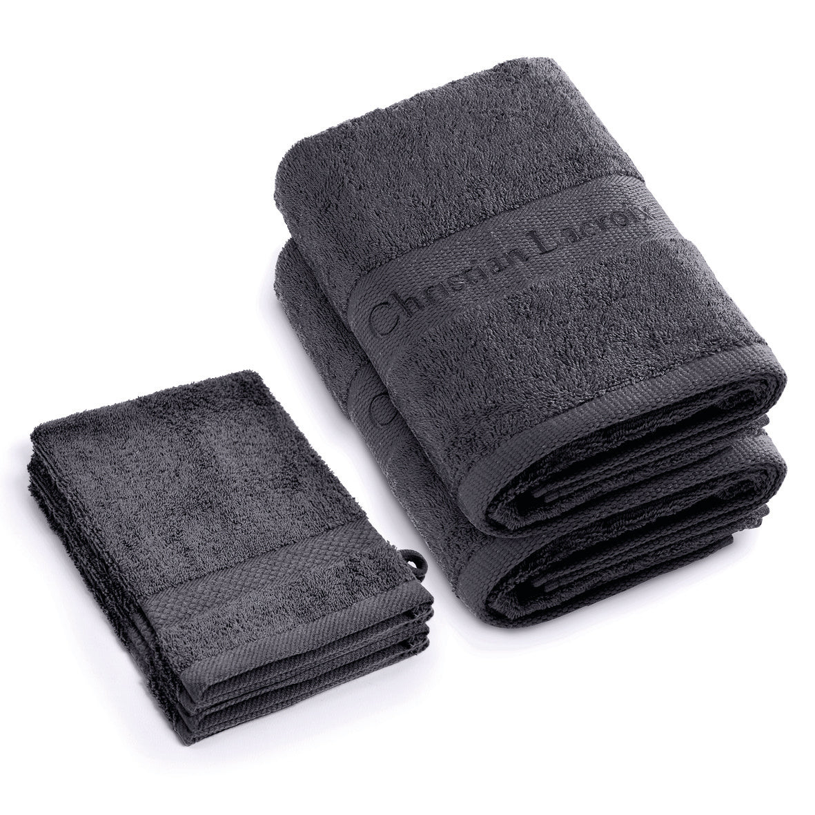 Complete bath linen set combed cotton - Azur - 6 pieces Dark grey