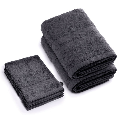 Complete bath linen set combed cotton - Azur - 6 pieces Dark grey