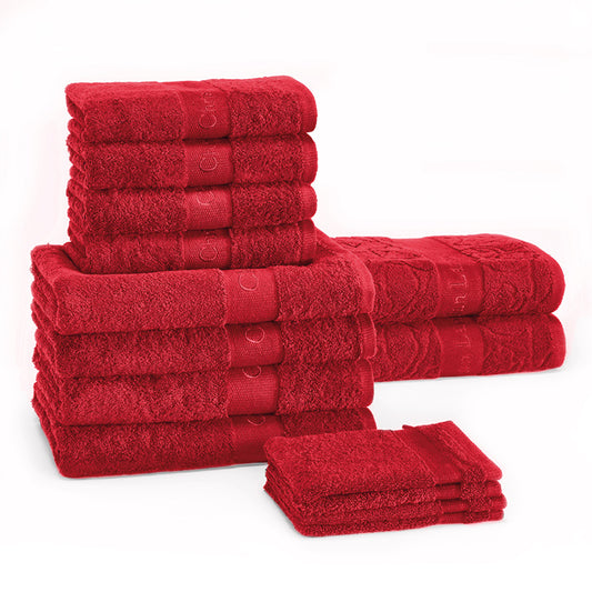 Complete bath linen set combed cotton - Uni Burgundy