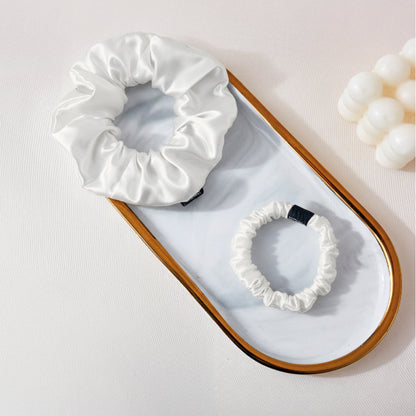 Large scrunchy silk Ondine White - D 11 cm