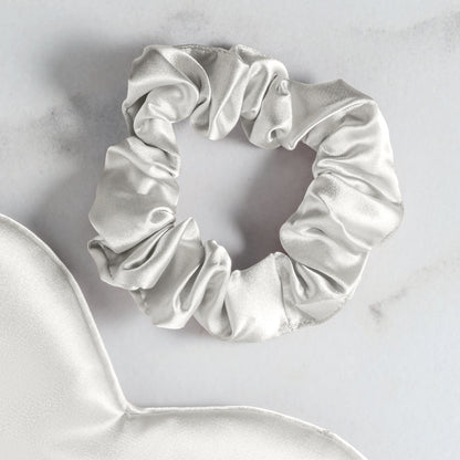 Large scrunchy silk Ondine White - D 11 cm