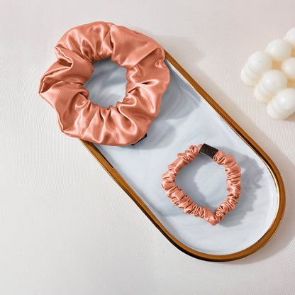 Large scrunchy silk Ondine Rose gold - D 11 cm