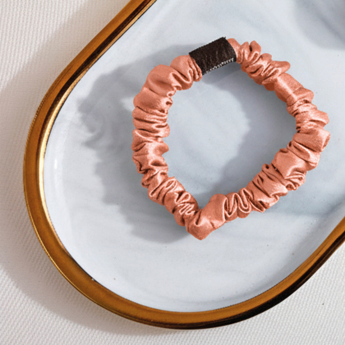 Skinny scrunchy silk Althéa Rose gold - D 6 cm