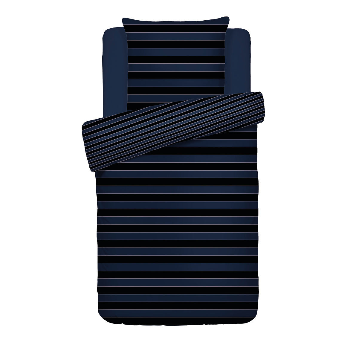 Duvet cover + pillowcase cotton satin - Eclipse Dark blue