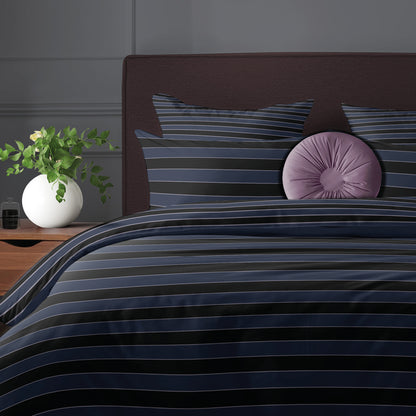 Duvet cover + pillowcase cotton satin - Eclipse Dark blue