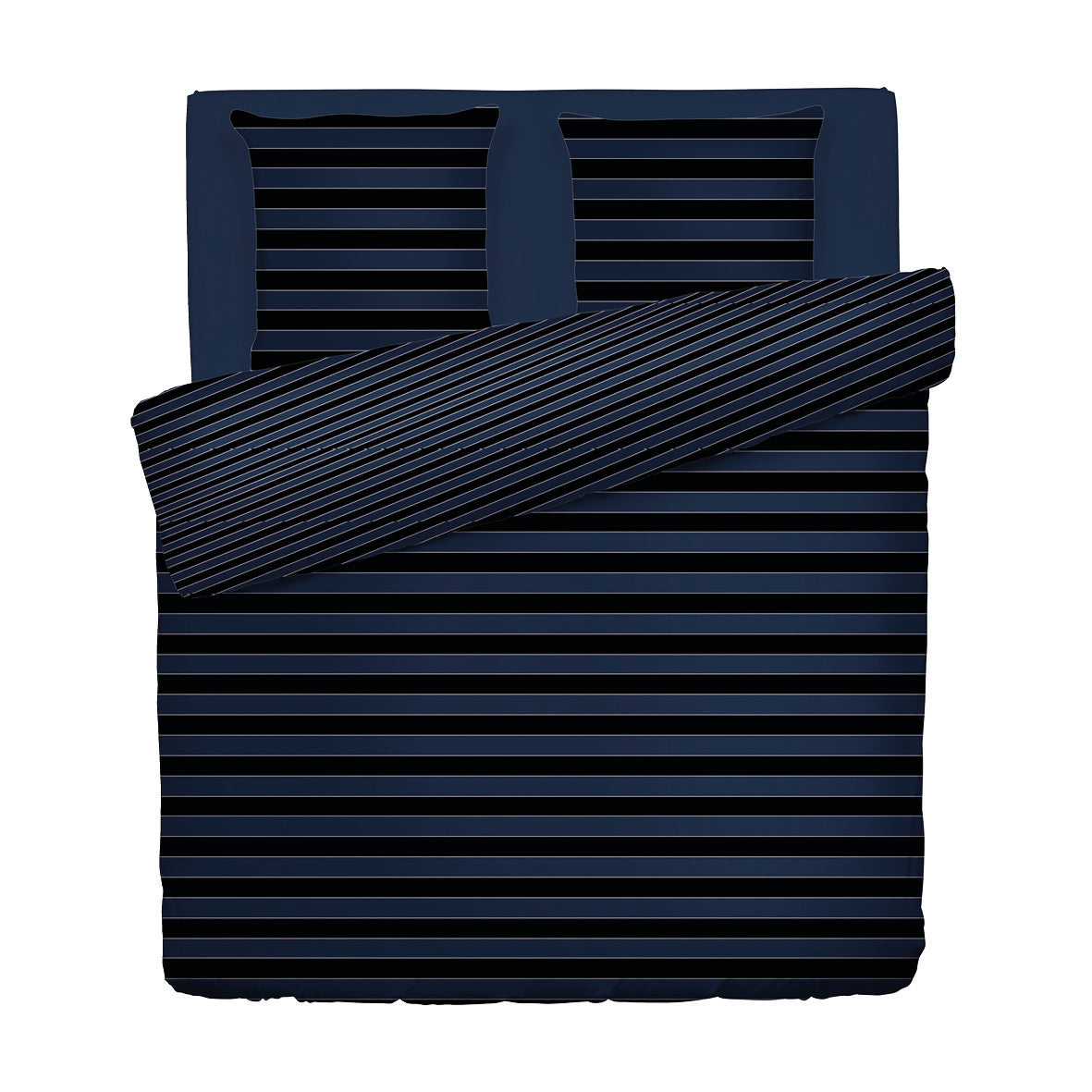 Duvet cover + pillowcase cotton satin - Eclipse Dark blue