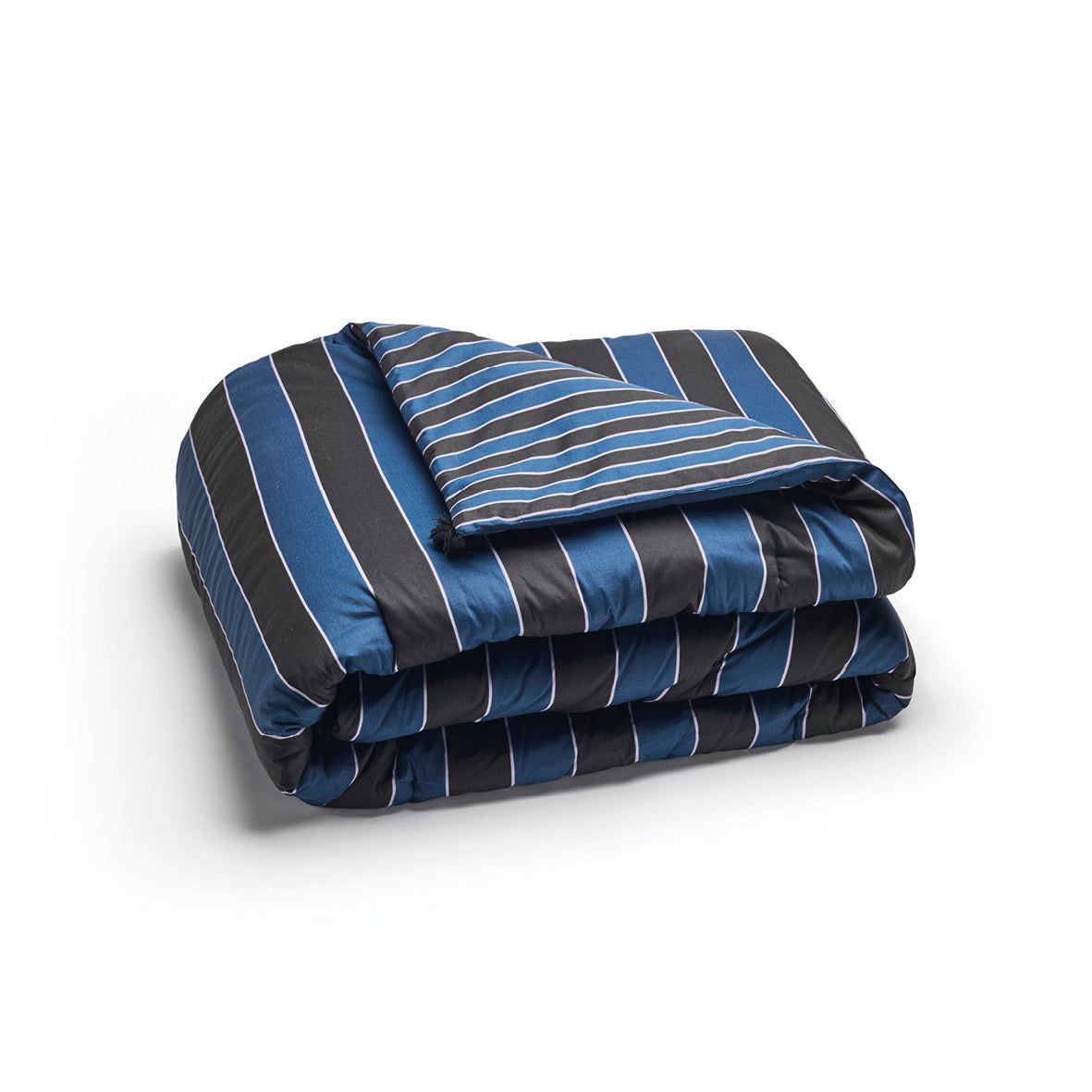 Quilt with tassels cotton satin Eclipse Dark blue - 140 x 200 cm