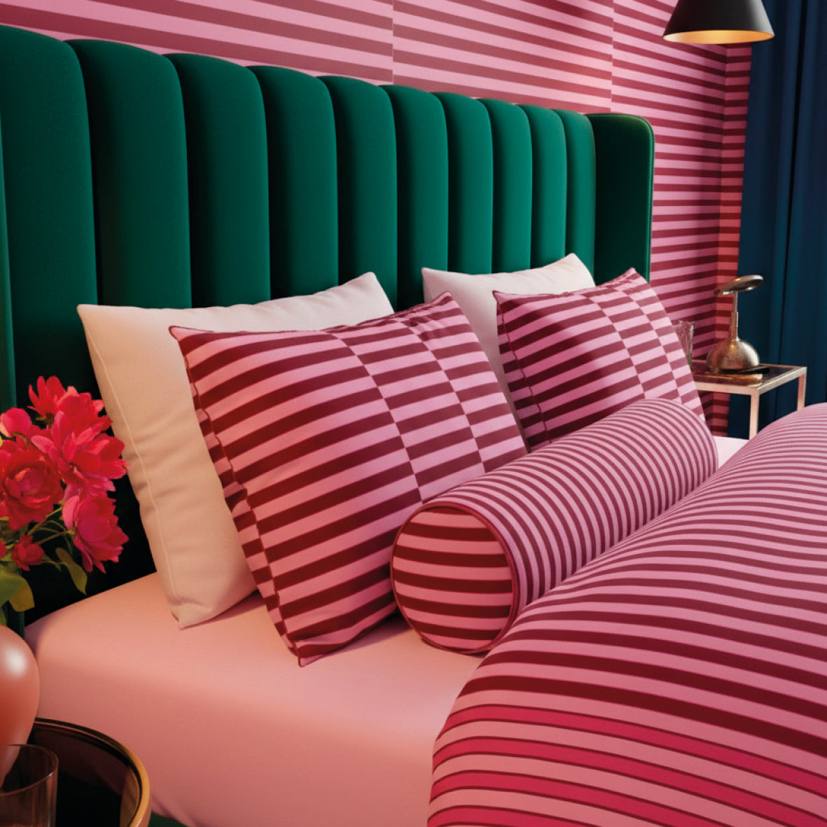 Pillowcase cotton satin - Faisceau / Eclat Pink