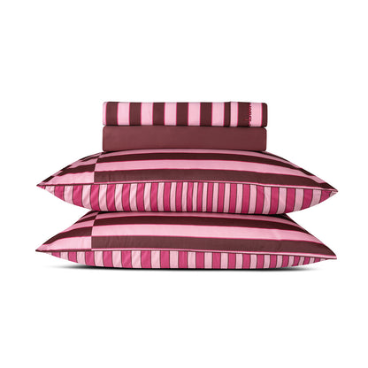 Quilt with tassels cotton satin Eclat Pink - 140 x 200 cm