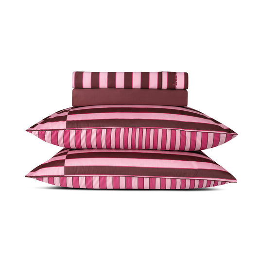 Quilt with tassels cotton satin Eclat Pink - 140 x 200 cm