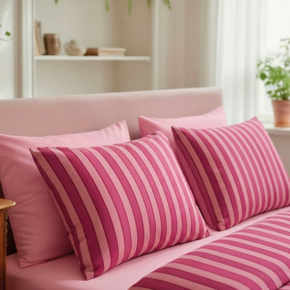 Duvet cover + pillowcase cotton satin - Faisceau Pink