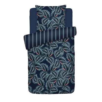 Duvet cover + pillowcase cotton satin - Calathea Dark blue