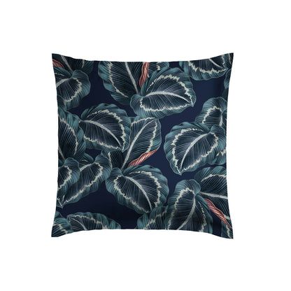 Pillowcase cotton satin - Calathea Dark blue