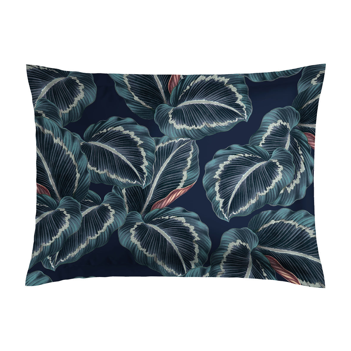 Taie d'oreiller satin de coton Tigelle Bleu foncé