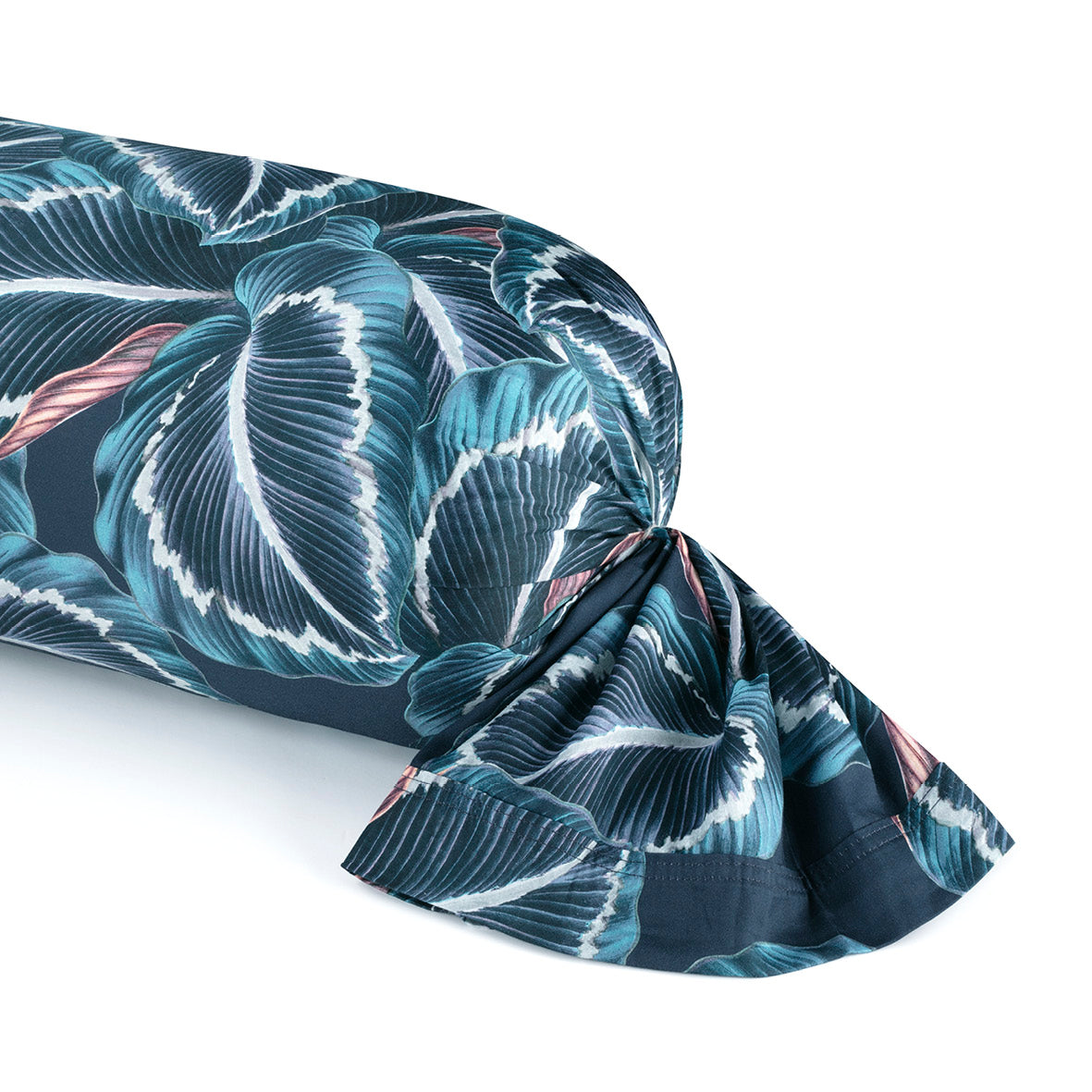 Pillowcase cotton satin - Calathea Dark blue 43 x 210 cm