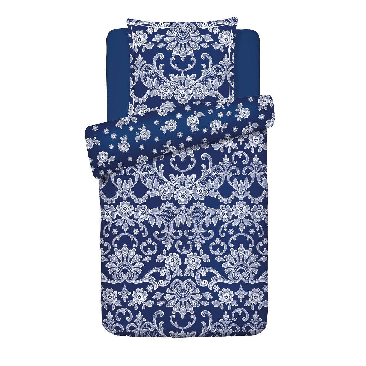 Duvet cover + pillowcase cotton satin - Passementerie Blue