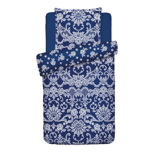 Duvet cover + pillowcase cotton satin - Passementerie Blue