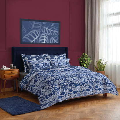 Duvet cover + pillowcase cotton satin - Passementerie Blue