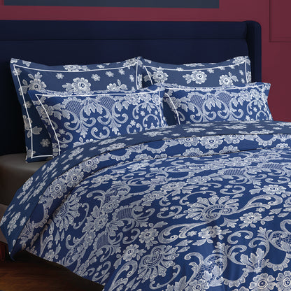 Duvet cover + pillowcase cotton satin - Passementerie Blue