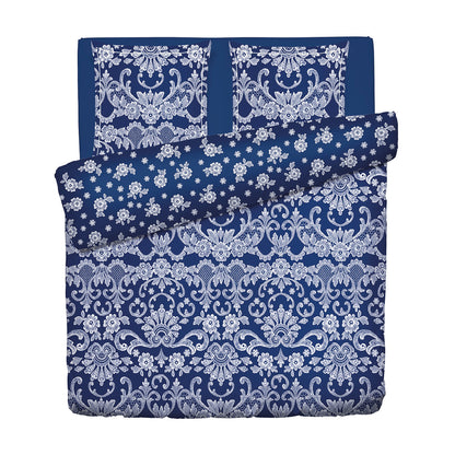 Duvet cover + pillowcase cotton satin - Passementerie Blue