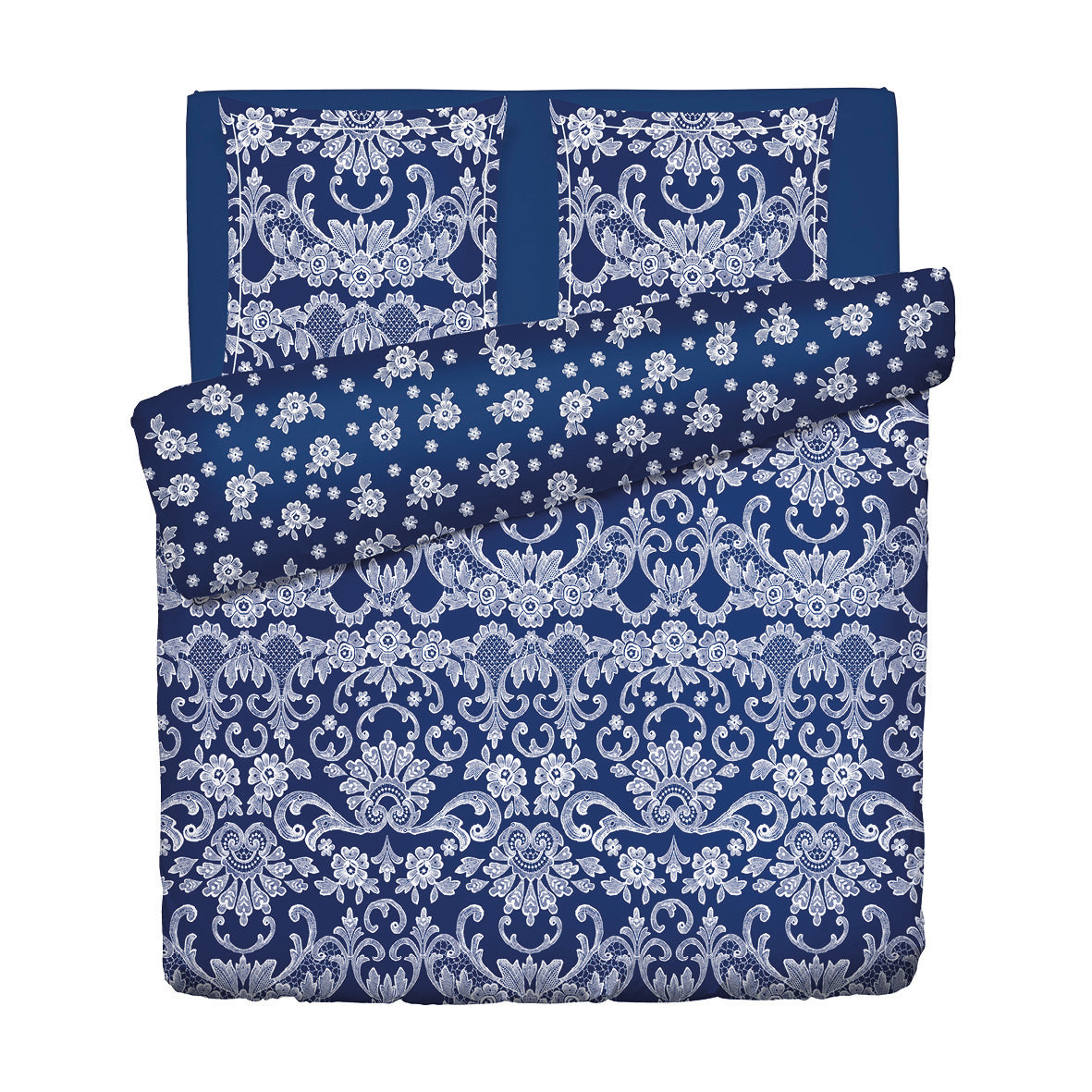 Duvet cover + pillowcase cotton satin - Passementerie Blue
