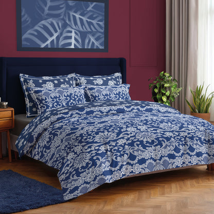 Flat sheet cotton satin - Passementerie Blue