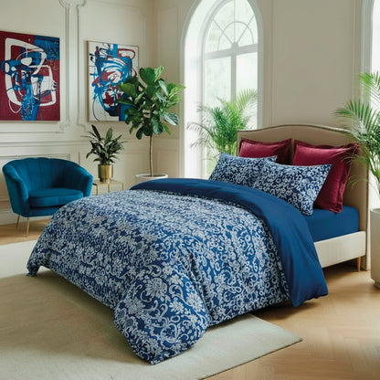 Bedspread cotton satin Passementerie Blue - 220 x 250 cm