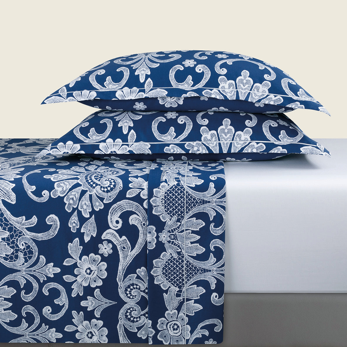Sheet set cotton satin - Passementerie Blue